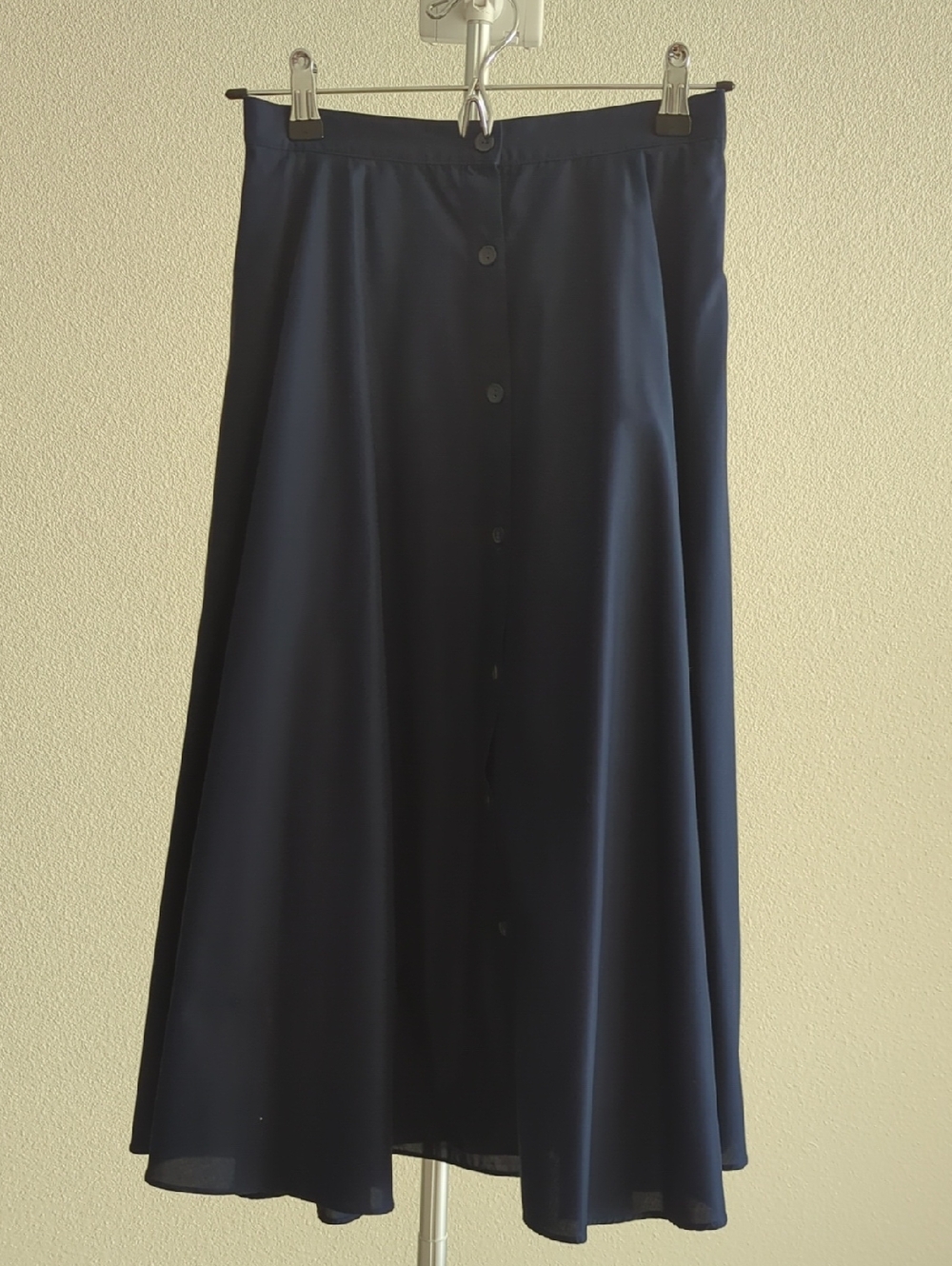 Uniqlo Classic Navy Button-Front A-Line Skirt